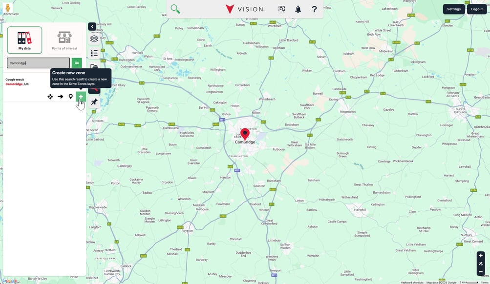 Create a drive distance zone
