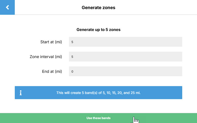 Create a drive distance zone