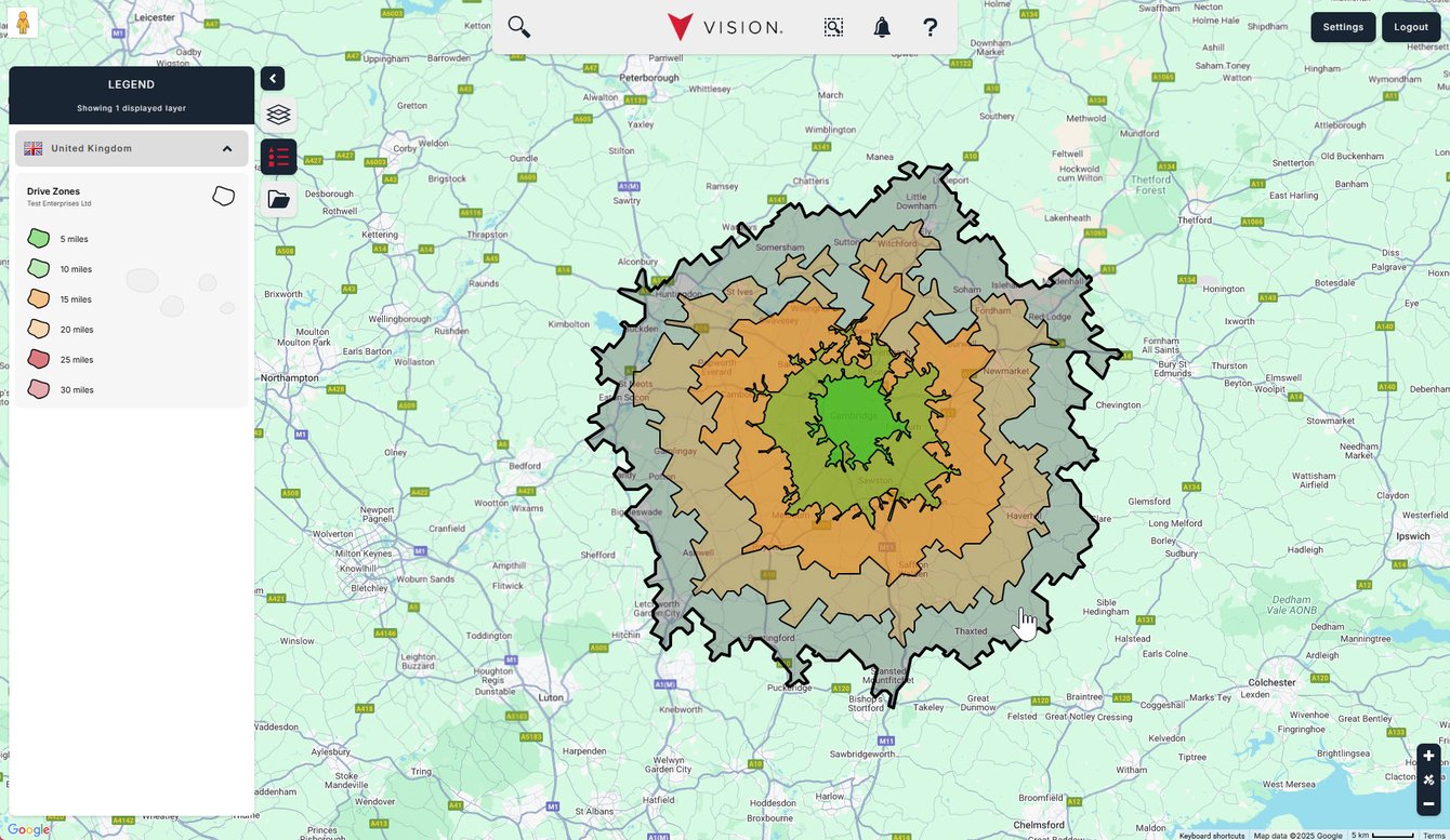 Create a drive distance zone
