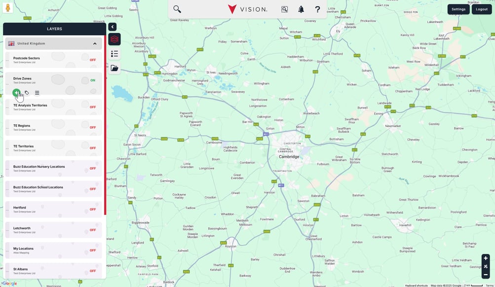 Create a drive distance zone