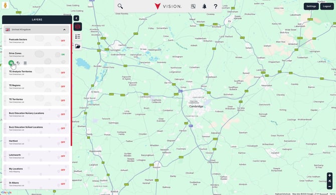 Create a drive distance zone