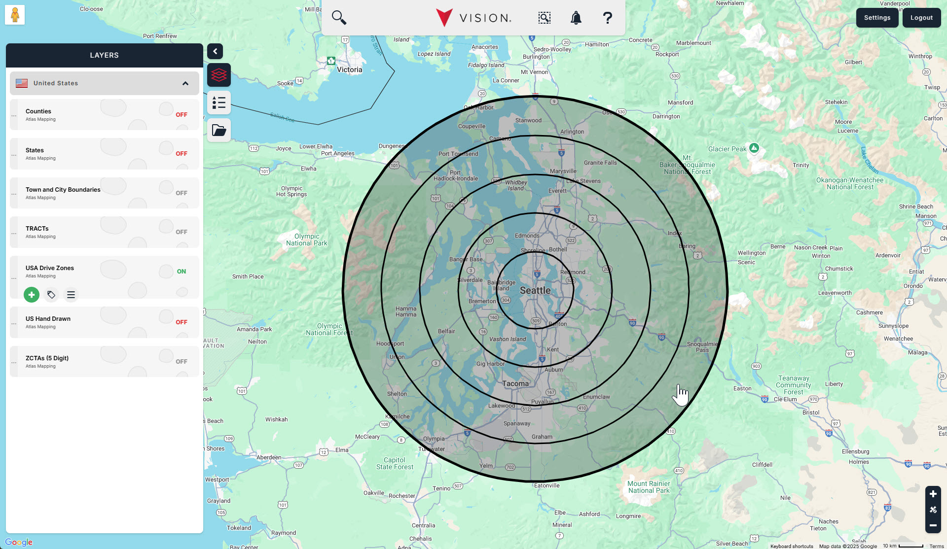 Create a Radius Zone