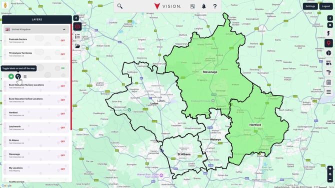 Displaying data in vision 1.5