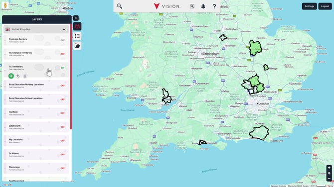 Displaying data in vision 1