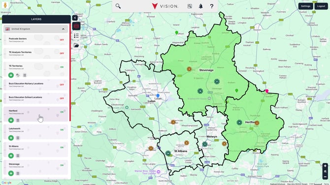 Displaying data in vision 2
