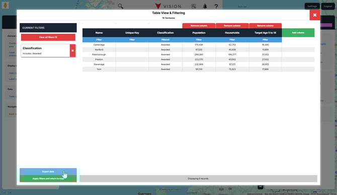 Export my area layer attributes 4
